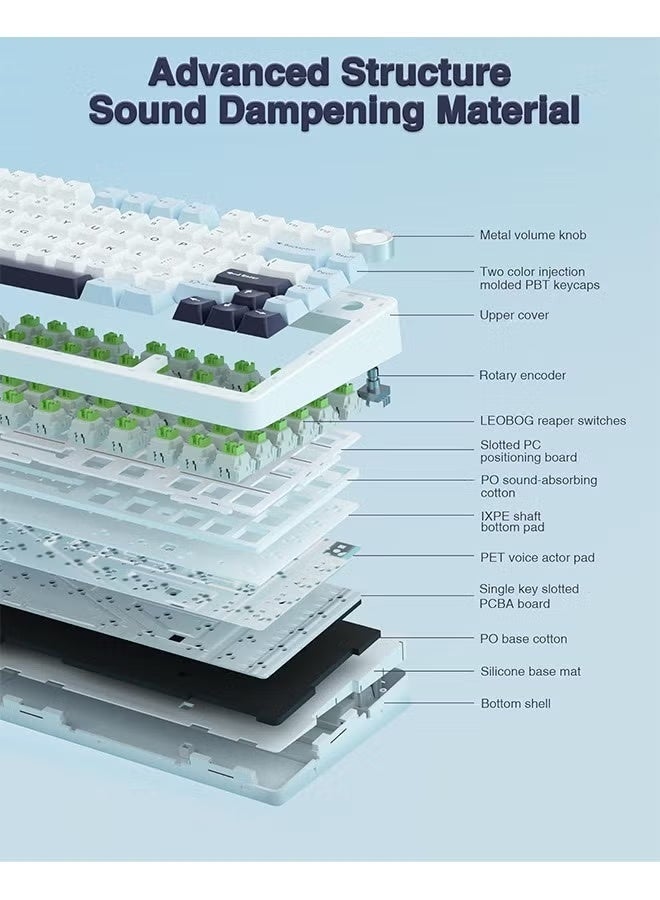 AULA F75 wireless Mechanical Keyboard,Gamer keyboard Customized Hot-Swap 75% Layout,OEM Profile Gasket Structure,TTC Crescent Axis - Image 2
